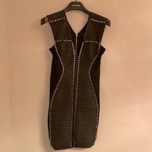 Black, faux leather and studded